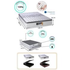 Conjunto Cama Box Baú Casal + Colchão Sankonfort Doss 138x188x72 - Lin