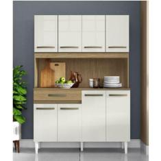 Cozinha Compacta 8 Portas 1 Gaveta Cleo Atacama/Off White - Aramoveis