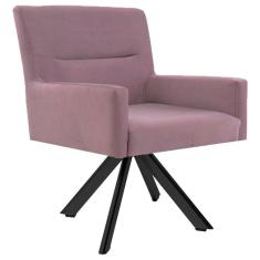 Poltrona Decorativa Giratória Base Eiffel Preto Angel B-305 Veludo Rosa