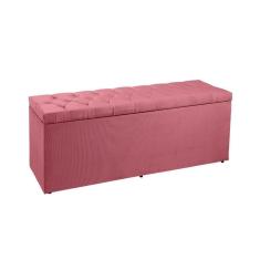 Recamier Sofá Baú Madrid 1,40 Cm Suede Rosa