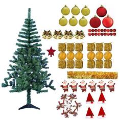 Árvore De Natal Verde 1,80m 320 Galhos Decorada Com Enfeites 81 Itens 