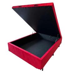 Cama Box Baú Casal 42x138x188 Vermelho Suede