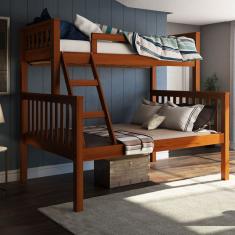 Beliche Com Cama De Casal Castanho Claro Madeira Pinus