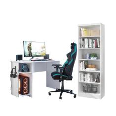 Escritório com Escrivaninha e Livreiro Branco - FdECOR