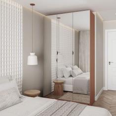 Guarda Roupas Modulado com Espelho 3 Portas com Cabideiro Hera CabeCasa MadeiraMadeira Louro/Preto