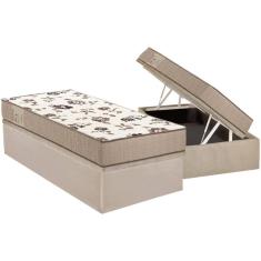 Cama Box Baú Solteiro: Colchão Espuma Ortobom D28 Physical Mega Resistente + Base CRC Suede Clean(88x188)