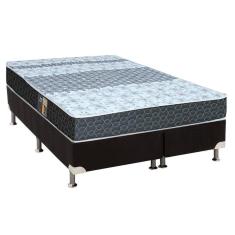 Cama Box Queen: Colchão Molas Bonnel Castor Class Slim + Base CRC Suede Black(158x198)