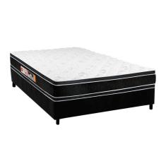  Cama Box Casal: Colchão Espuma D33 Castor Black e White Double Face + Base CRC Suede Black(138x188)