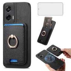 Asuwish Capa de celular para Motorola Moto G Stylus 5G 2024 capa de celular carteira com protetor de tela de vidro temperado anel fino suporte compartimento para cartão de crédito G5 mulheres homens