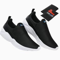Tênis Masculino Esporte Sem Cardaço Academia Caminhada Corrida Dia a Dia + Carteira-Masculino