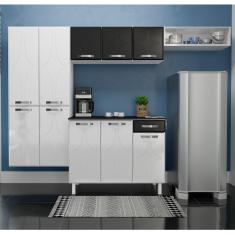 Cozinha de Aço Compacta Telasul Rubi Smart 4 Peças Branco/Preto