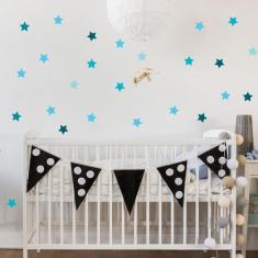 Adesivo de Parede Infantil Estrelas Azul 54un - Quartinhos