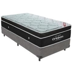 Cama Box e Colchão Elegant Molas Ensacadas Solteiro Ortobom,  Cinza