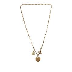 Colar curto Armazem RR Bijoux pérola e coração dourado