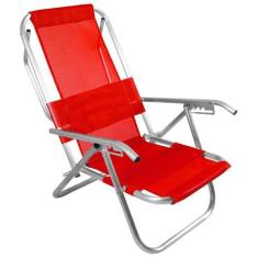 Cadeira De Praia Reclinavel Aluminio 5 Posições Reforçada Vip 150Kg -