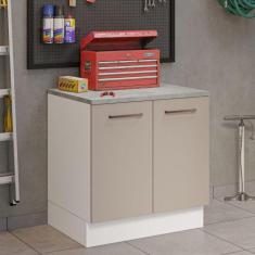 Balcão Multiuso 80cm 2 Portas Agata Madesa B, Branco/Crema