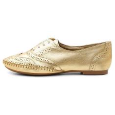 Sapato Social Feminino Top Franca Shoes Oxford Confort Ouro, 37
