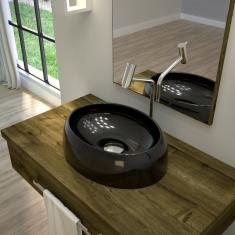 Kit Cuba Ov39 C/Torneira Link 1062 Metal e Válvula G e Sifão Cromado e Flexível Preto