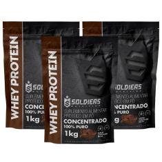 Kit: 3kg Whey Protein Concentrado - 100% Importado - Soldiers Nutrition-Unissex