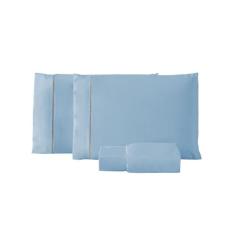 Kit Jogo Lençol Queen 200 Fios 3 Peças com Elástico Ponto Palito nas F