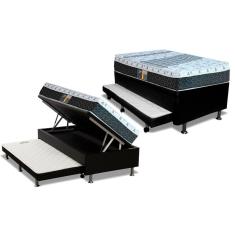 Conjunto Box Baú Solteiro Colchão Molas Castor Bonnel System Class + Base Crc Courano Black(88x188)