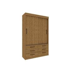 Guarda Roupa 2 Portas Chicago C/ De Correr E 6 Gavetas Cinamomo - Tcil Móveis