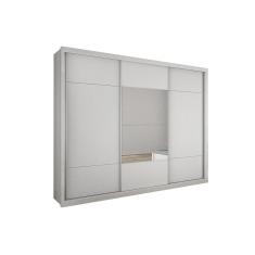 Guarda Roupa Casal 3 Portas De Correr E 4 Gavetas C/ Espelho Arezzo Plus Branco - Novo Horizonte