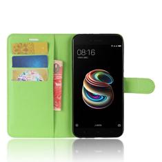 XIAOMI Capa para Mi 5X, carteira flip de couro PU premium com compartimento para cartão, suporte e fecho magnético [capa interior à prova de choque de TPU] Compatível com XIAOMI Mi 5X