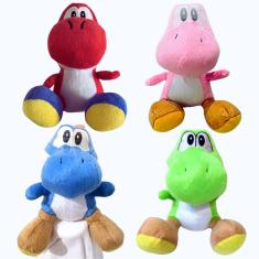 04 Pelúcias Yoshi Azul Verde Vermelho e Rosa 30cm