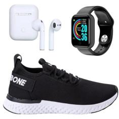 Kit Tênis Esportivo Feminino com Fone Sem Fio e Relógio Inteligente - 