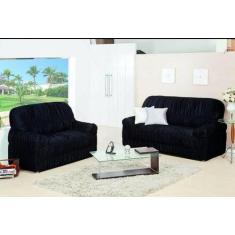 Capa de Sofa 2 e 3 Lugares King Elasticada Malha Gel Azul Marinho - Ca
