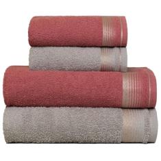 Jogo de Toalhas Gigante 4 Peças 340g/m2 100% Algodão - Sublime (Terracota + Gris)