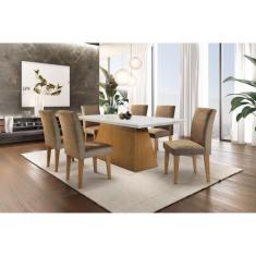 Conjunto Sala de Jantar Luna Com 6 Cadeiras Grecia Rufato, Off White /