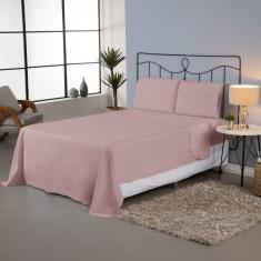 Jogo Lençol Queen 4 Pçs Percal 140 Fios Liso Ponto Palito