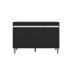 Balcão Cozinha Manu 120 cm Com Pés 3 Portas Sem Tampo Pto - AJL Móveis