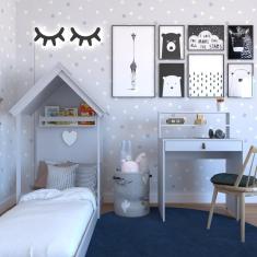 Conjunto Infantil Cama e Escrivaninha Cinza