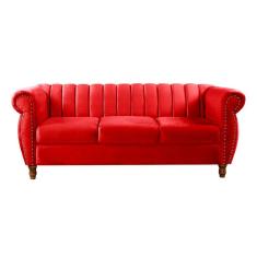 Sofá Realeza Chesterfield 3 Lugares Tachinhas Retrô Vintage