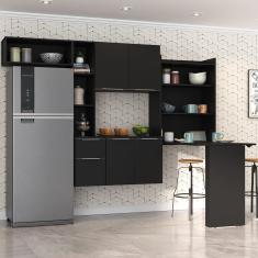 Cozinha Compacta Com Mesa Dobrável Sofia Multimóveis Preta