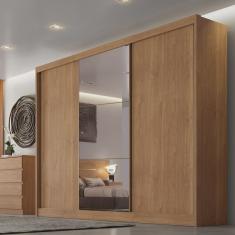 Guarda Roupa Casal com Espelho 3 Portas 6 Gavetas Soberano