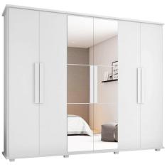 Guarda Roupa Casal com Espelho 6 Portas 4 Gavetas Canadá Branco - RV Móveis
