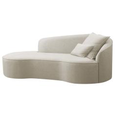 Divã Recamier Curvo Sala De Estar Recepção Inglaterra 150cm Lado Esquerdo Bouclé - Adj Decor Cor Bege