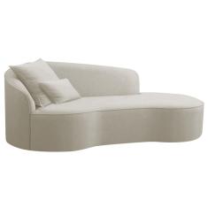 Divã Recamier Curvo Sala De Estar Recepção Inglaterra 150cm Lado Direito Linho - Adj Decor Cor Bege