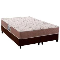 Cama Box Queen: Colchão Ortopédico Herval Compact Ag 65 - Durabilli Bordado Double Side + Base Crc Suede Brown (158x198)