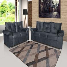 Sofá 2 E 3 Lugares Veludo Cinza Mamflex Cinza