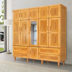 Guarda Roupa Casal Chicago 11 Portas de Abrir 4 Gavetas Madeira MDF MDP Imbuia Atraente Móveis