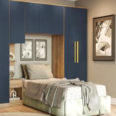 Guarda Roupa Casal Adapt N555 2 Portas de Bater MDP Nogueira-Azul Profundo Kappesberg