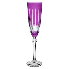 Taca para champanhe Elizabeth lapidada em cristal ecologico 190ml A25cm cor violeta-VIOLETA - Bohemia- Full Fit