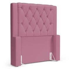 Cabeceira Cama Box Solteiro Atena 110cm Capitonê com Frame Suede Rosa - Desk Design