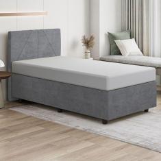 Base Cama Box Viúva Veludo Skybox Cor Cinza