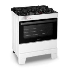 Fogão A Gás Mesa De Vidro Forno 84L Esmaltec Ideal Top Glass Branco 5 Bocas Bivolt